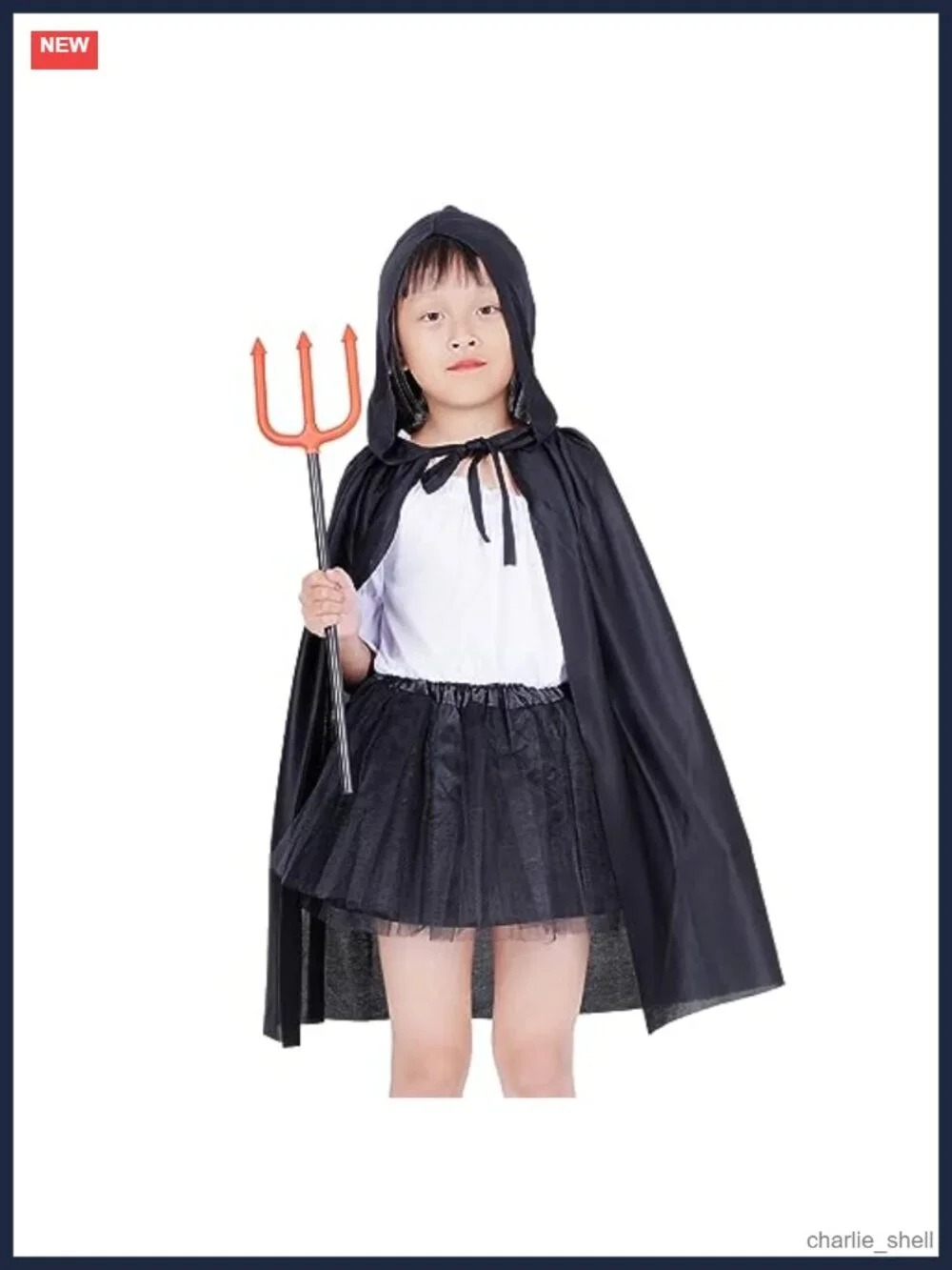 Kids Hooded Cloak Cape Polyester Halloween Costume Boys Girls